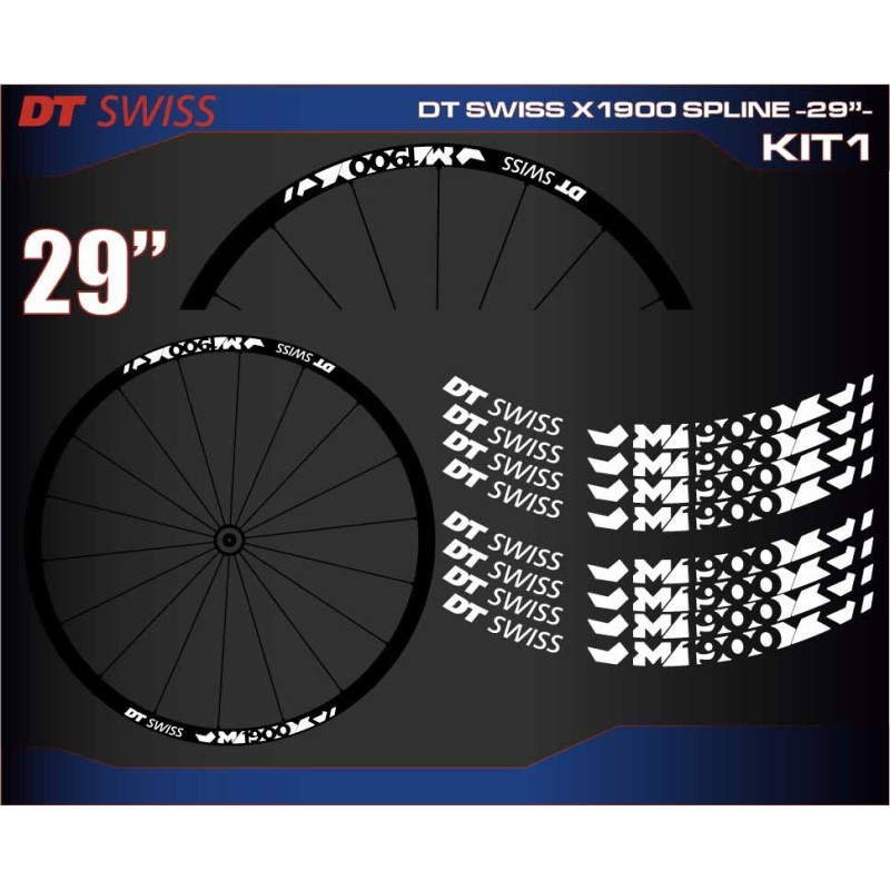 Besparing Zoekmachinemarketing loterij DT SWISS X1900 SPLINE 29" KIT1 stickers voor fiets, vinyls, labels.