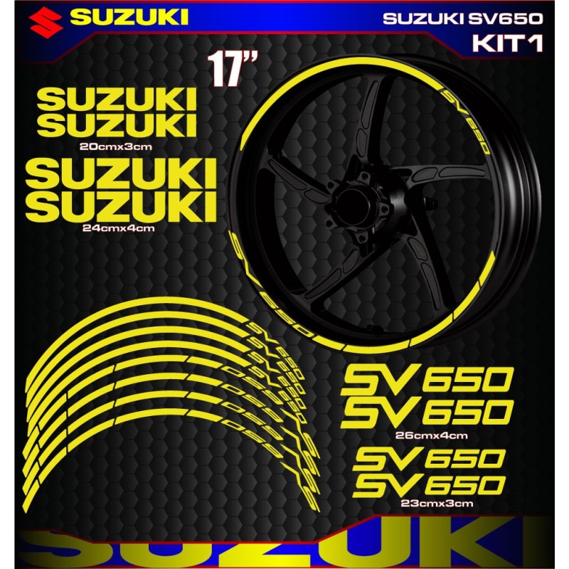 Vinilos Kit PRO adhesivos para llantas de moto Suzuki SV650