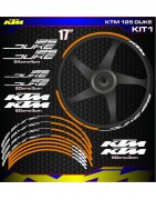 Adhesives, stickers, decals, stickers for edges of motorcycle tires KTM 125 DUKE, FREE SHIPPING